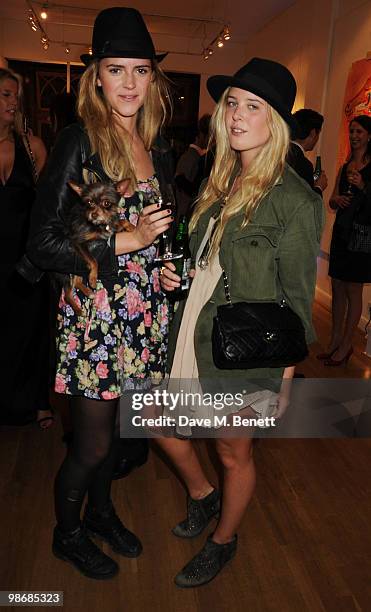 Annabelle Simpson and Gracie Egan attend the VidEgo private view at Gallery 27 on April 26, 2010 in London, England.