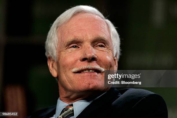 Ted Turner, founder of Turner Broadcasting System, speaks during the 2010 Milken Institute Global Conference in Los Angeles, California, U.S., on...