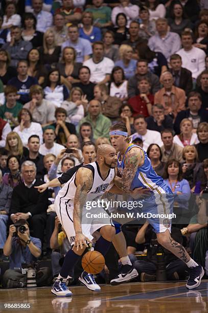 Playoffs: Utah Jazz Carlos Boozer in action vs Denver Nuggets. Game 3. Salt Lake City, UT 4/23/2010 CREDIT: John W. McDonough