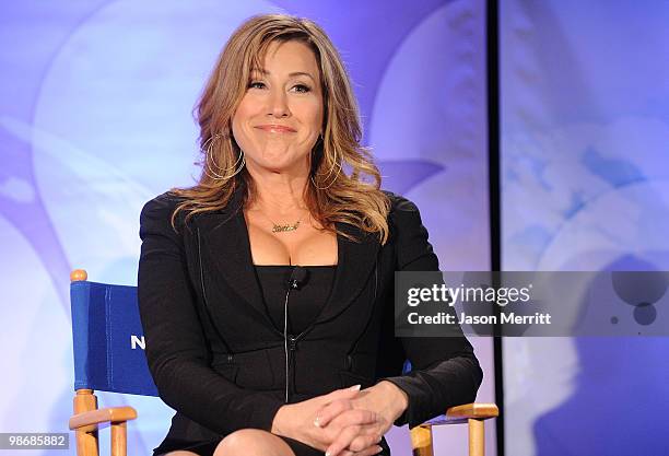 Executive producer Lisa Ann Walter talks with reporters at the NBC Universal Summer Press Day on April 26, 2010 in Pasadena, California.