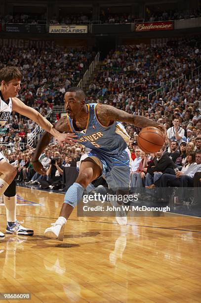 Playoffs: Denver Nuggets J.R. Smith in action vs Utah Jazz. Game 3. Salt Lake City, UT 4/23/2010 CREDIT: John W. McDonough