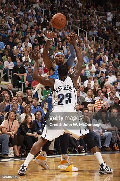 Playoffs: Denver Nuggets Carmelo Anthony in action vs Utah Jazz. Game 3. Salt Lake City, UT 4/23/2010 CREDIT: John W. McDonough