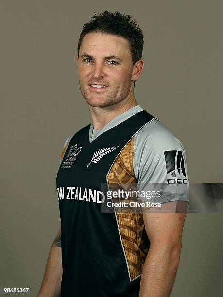 Brendon McCullum of New Zealand poses during a portrait session ahead of the ICC T20 World Cup at the Pegasus Hotel on April 26, 2010 in Georgetown,...