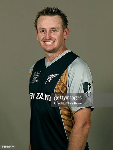 Scott Styris of New Zealand poses during a portrait session ahead of the ICC T20 World Cup at the Pegasus Hotel on April 26, 2010 in Georgetown,...