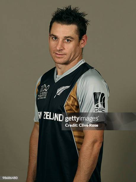 Nathan McCullum of New Zealand poses during a portrait session ahead of the ICC T20 World Cup at the Pegasus Hotel on April 26, 2010 in Georgetown,...