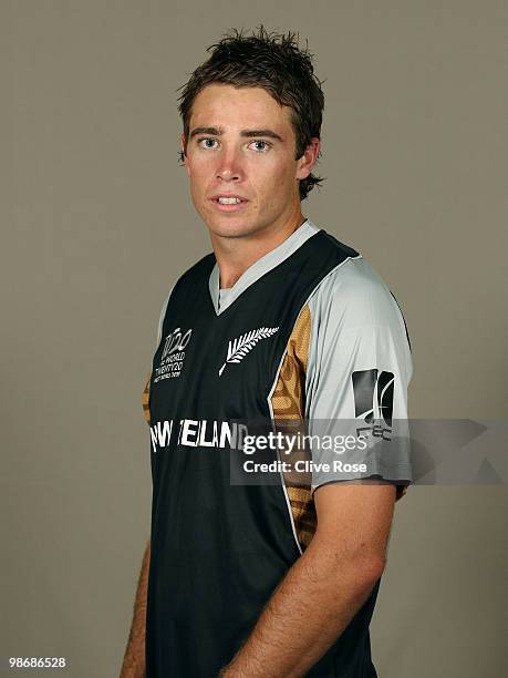 Tim Southee of New Zealand poses during a portrait session ahead of the ICC T20 World Cup at the Pegasus Hotel on April 26, 2010 in Georgetown,...