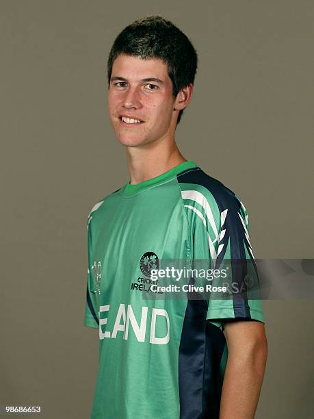 George Dockrell of Ireland poses during a portrait session ahead of the ICC T20 World Cup at the Pegasus Hotel on April 26, 2010 in Georgetown,...