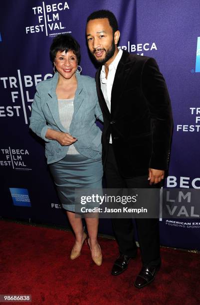 Musician John Legend and producer/BET co-founder Sheila C. Johnson attend the premiere & Tribeca Talks for "The Other City" during the 2010 Tribeca...