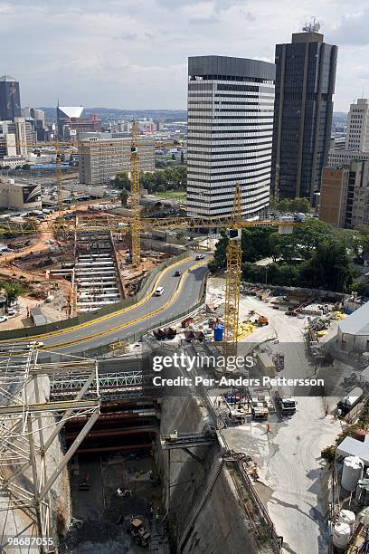 An overview of the construction of a station for the new Gautrain speed train on February 20 in central Johannesburg, South Africa. The train will...