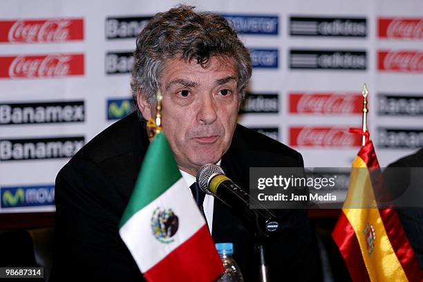 Angel Maria Villar, President of Spanish Royal Soccer Federation, during a press conference to sign an agreement with Mexican Soccer Federation and...