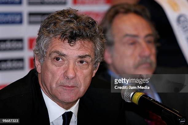 Angel Maria Villar, President of Spanish Royal Soccer Federation, during a press conference to sign an agreement with Mexican Soccer Federation and...