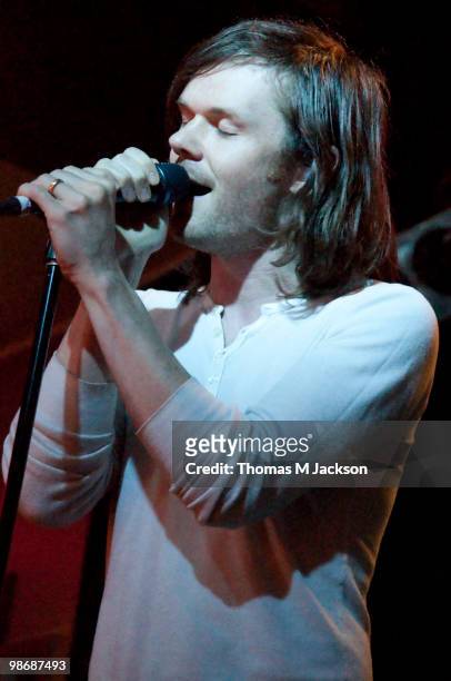 Roddy Woomble of Idlewild performs on stage at O2 Academy on April 26, 2010 in Newcastle upon Tyne, England.