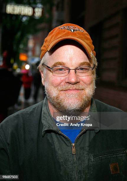 Philip Seymour Hoffman attends the opening night of "Family Week" at Lucille Lortel Theatre on April 26, 2010 in New York City.