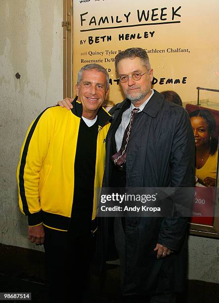 Film producer Marc Platt and director Jonathan Demme attend the opening night of "Family Week" at Lucille Lortel Theatre on April 26, 2010 in New...