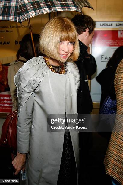 Anna Wintour attends the opening night of "Family Week" at Lucille Lortel Theatre on April 26, 2010 in New York City.