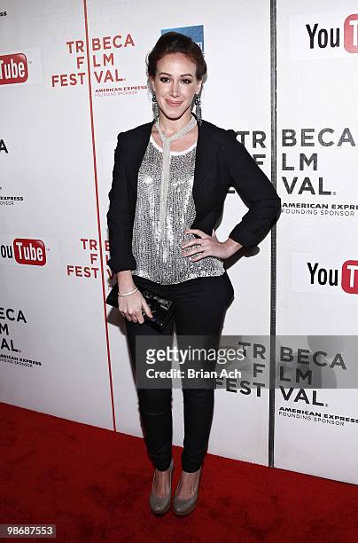 Actress Haley Duff attends the "Earth Made of Glass" premiere during the 9th Annual Tribeca Film Festival at the Tribeca Performing Arts Center on...