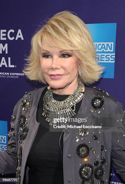 Personality Joan Rivers attends Tribeca Talks: "Joan Rivers A Piece Of Work" during the 2010 Tribeca Film Festival at the School of Visual Arts...