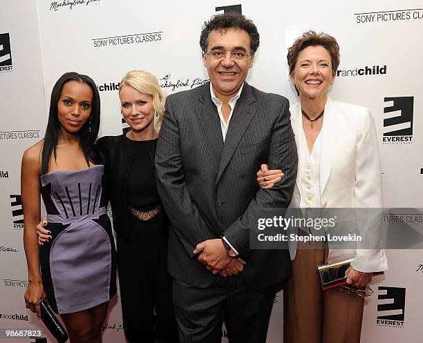 Actress Kerry Washington, actress Naomi Watts, director/writer Rodrigo Garcia, and actress Annette Bening attend the premiere of "Mother and Child"...