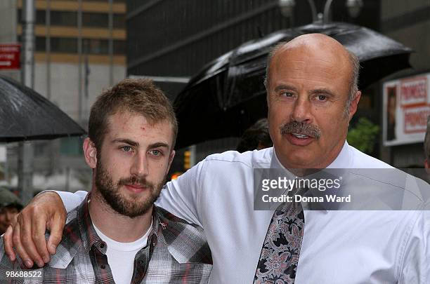 Jordan McGraw and Dr. Phil McGraw visit 'Late Show with David Letterman' at Ed Sullivan Theater on April 26, 2010 in New York City.