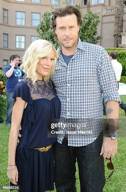 Actress Tori Spelling and Dean McDermott pose during the NBC Universal Summer Press Day "Days Of Our Lives" after party on April 26, 2010 in...