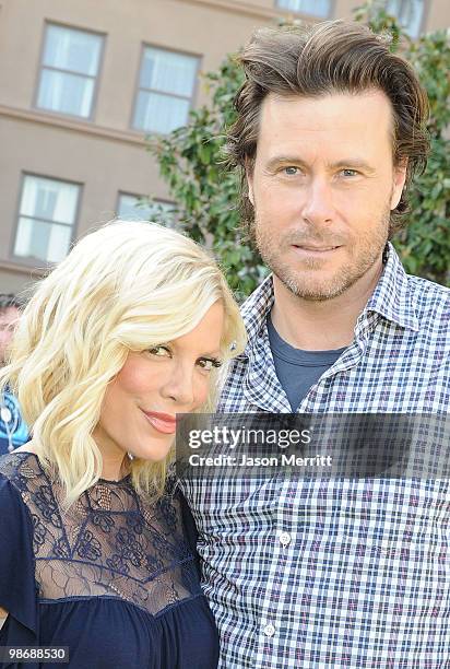 Actress Tori Spelling and Dean McDermott pose during the NBC Universal Summer Press Day "Days Of Our Lives" after party on April 26, 2010 in...