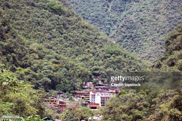 aguas calientes city in cusco, peru - calientes stock pictures, royalty-free photos & images