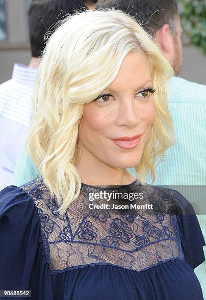 Actress Tori Spelling poses during the NBC Universal Summer Press Day "Days Of Our Lives" after party on April 26, 2010 in Pasadena, California.
