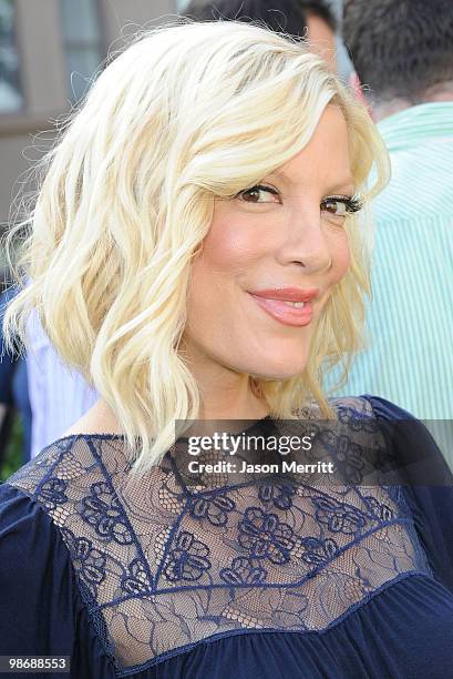 Actress Tori Spelling poses during the NBC Universal Summer Press Day "Days Of Our Lives" after party on April 26, 2010 in Pasadena, California.