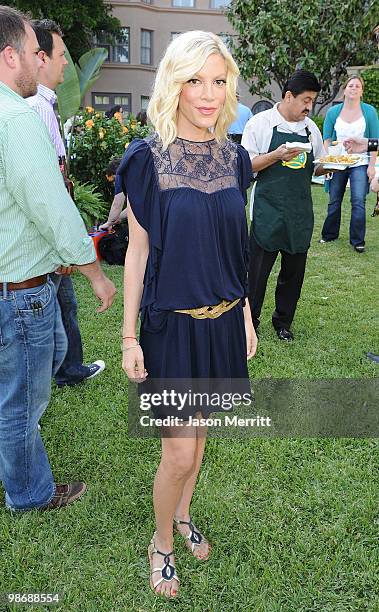 Actress Tori Spelling poses during the NBC Universal Summer Press Day "Days Of Our Lives" after party on April 26, 2010 in Pasadena, California.