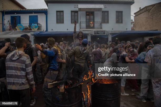 Revellers throw coloured powder at each other during the celebrations of Ash Monday, which, according to Eastern Christianity, marks the first day of...