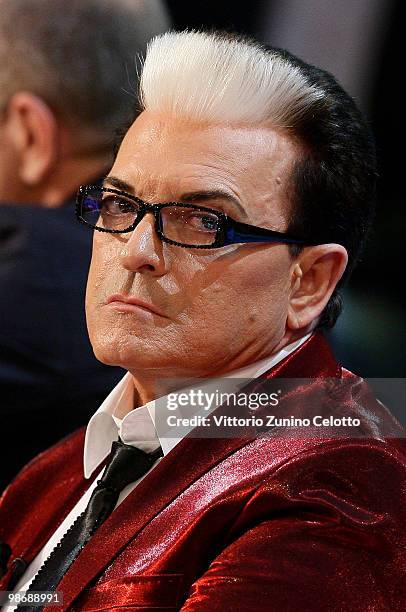 Cristiano Malgioglio attends 'L'Isola Dei Famosi' Italian Tv Show held at Rai Studios on April 26, 2010 in Milan, Italy.