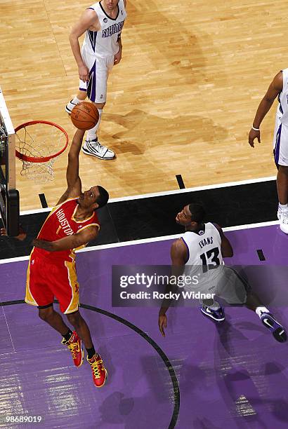 Trevor Ariza of the Houston Rockets goes to the hoop during the game against the Sacramento Kings at Arco Arena on April 12, 2010 in Sacramento,...