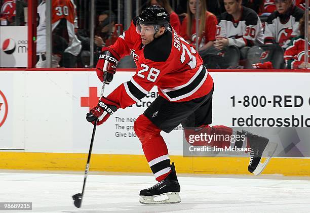 Martin Skoula of the New Jersey Devils skates against the Philadelphia Flyers in Game 5 of the Eastern Conference Quarterfinals during the 2010 NHL...