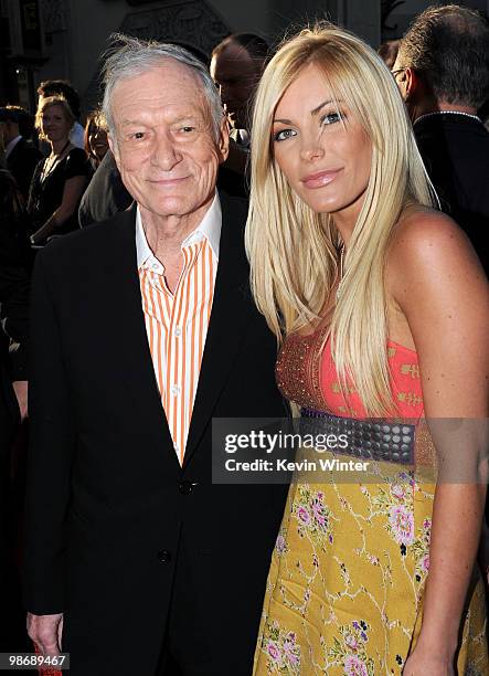 Hugh Hefner and Crystal Harris arrive at the world premiere of Paramount Pictures and Marvel Entertainment's "Iron Man 2� held at El Capitan Theatre...