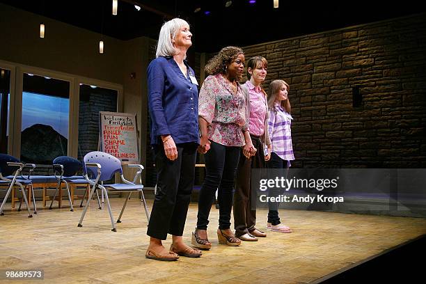 Kathleen Chalfant, Quincy Tyler Bernstein, Rosemarie DeWitt and Sami Gayle take a bow during curtain call at the opening night of "Family Week" at...