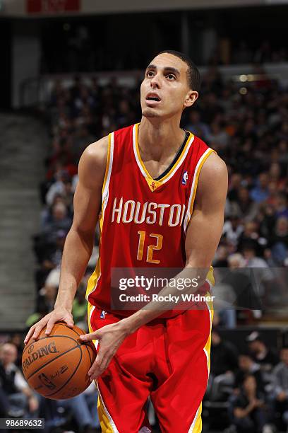 Kevin Martin of the Houston Rockets looks to shoot a free throw during the game against the Sacramento Kings at Arco Arena on April 12, 2010 in...