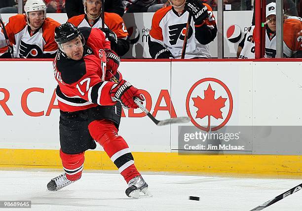 Ilya Kovalchuk of the New Jersey Devils skates against the Philadelphia Flyers in Game 5 of the Eastern Conference Quarterfinals during the 2010 NHL...