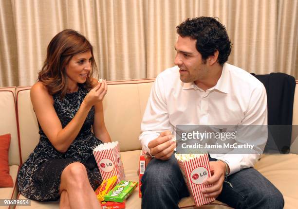 Actress Jamie-Lynn Sigler and Mark Sanchez of the New York Jets attend LG Infinia LED Premiere Screening of "Keep Surfing" during the 2010 Tribeca...