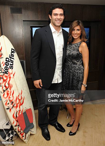 Mark Sanchez of the New York Jets and actress Jamie-Lynn Sigler attend LG Infinia LED Premiere Screening of "Keep Surfing" during the 2010 Tribeca...