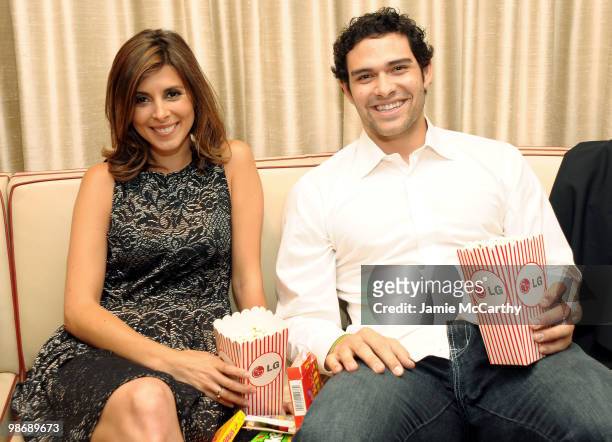 Actress Jamie-Lynn Sigler and Mark Sanchez of the New York Jets attend LG Infinia LED Premiere Screening of "Keep Surfing" during the 2010 Tribeca...
