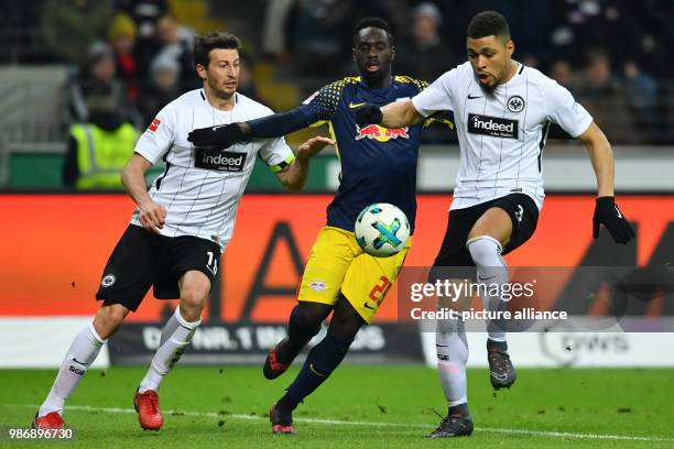 Febuary 2018, Germany, Frankfurt/Main, soccer: Bundesliga, Eintracht Frankfurt vs RB Leipzig, 23 play day, in the Commerzbank Arena. Frankfurt's...