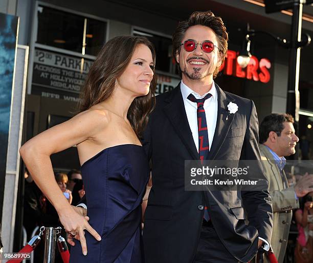Executive producer Susan Downey and actor Robert Downey Jr. Arrive at the world premiere of Paramount Pictures and Marvel Entertainment's "Iron Man...