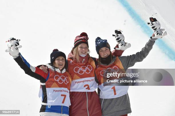 February 2018, South Korea, Pyeongchang, Olympics, Freestyle Skiing, Half-pipe, women, Bokwang Phoenix Snow Park: Winner Cassie Sharpe from Canada ,...