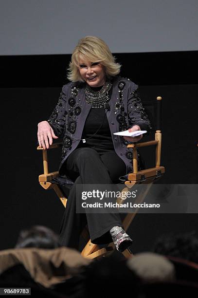 Actress Joan Rivers attends Tribeca Talks: "Joan Rivers A Piece Of Work" during the 2010 Tribeca Film Festival at the School of Visual Arts Theater...