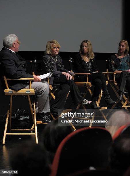 Actor Rex Reed, Actress Joan Rivers, and Directors Ricki Stern and Annie Sundberg attend Tribeca Talks: "Joan Rivers A Piece Of Work" during the 2010...