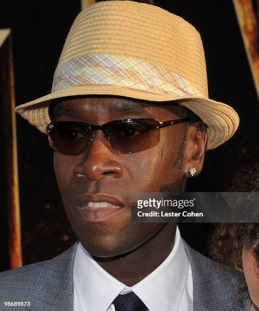 Actor Don Cheadle arrives at the "Iron Man 2" world premiere held at El Capitan Theatre on April 26, 2010 in Hollywood, California.