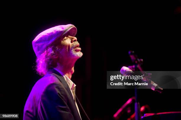 Gil Scott Heron performs on stage at HMV Picture House on April 26, 2010 in Edinburgh, Scotland.