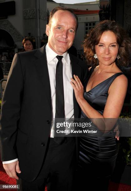 Actor Clark Gregg and actress Jennifer Grey arrive at the world premiere of Paramount Pictures and Marvel Entertainment's "Iron Man 2� held at El...