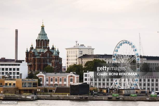 General city view of Helsinki, Finland, taken on June 28, 2018. - US President Donald Trump and Russian President Vladimir Putin are to meet in...