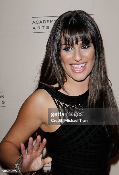 Lea Michele arrives to the Academy Of Television Arts & Sciences' an evening with "GLEE" held at Leonard H. Goldenson Theatre on April 26, 2010 in...